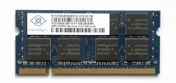 Память Nanya NT1GT64U8HB0BN-3C, PC2-5300S-555-12-F1, 1Gb, 2R*8 667