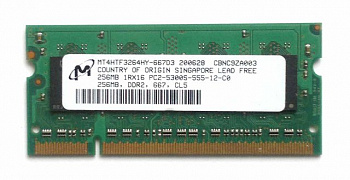 Память Micron MT4HTF3264HY-667D3, 256MB, DDR2, 1R*16, 667MHz, CL5, PC2-5300S-555-12-C0