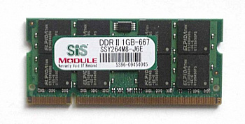 Память SIS Module SSY264M8-J6E, 1Gb, DDR2, 667MHz, PC2-5300 CL5
