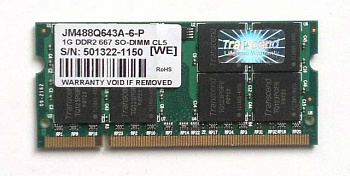 Память Transcend JM488Q643A-6-P, 1Gb, DDR2, PC2-5300 - CL5, 667MHz